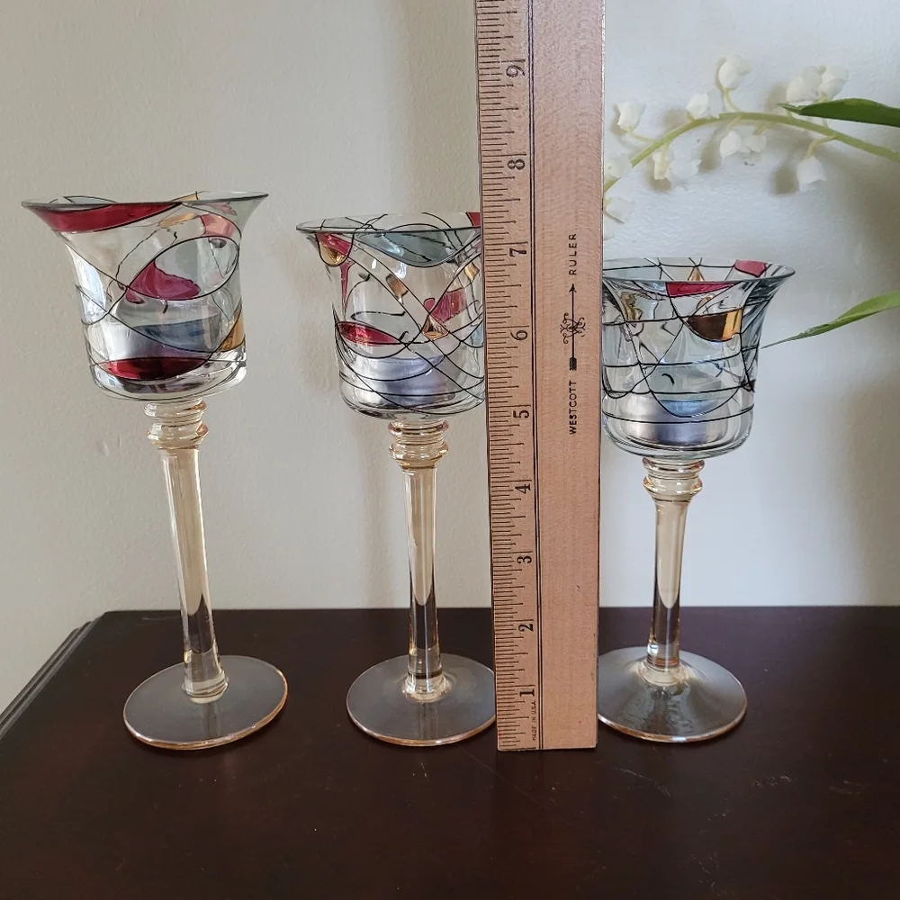 Glass candle holders lot of 3